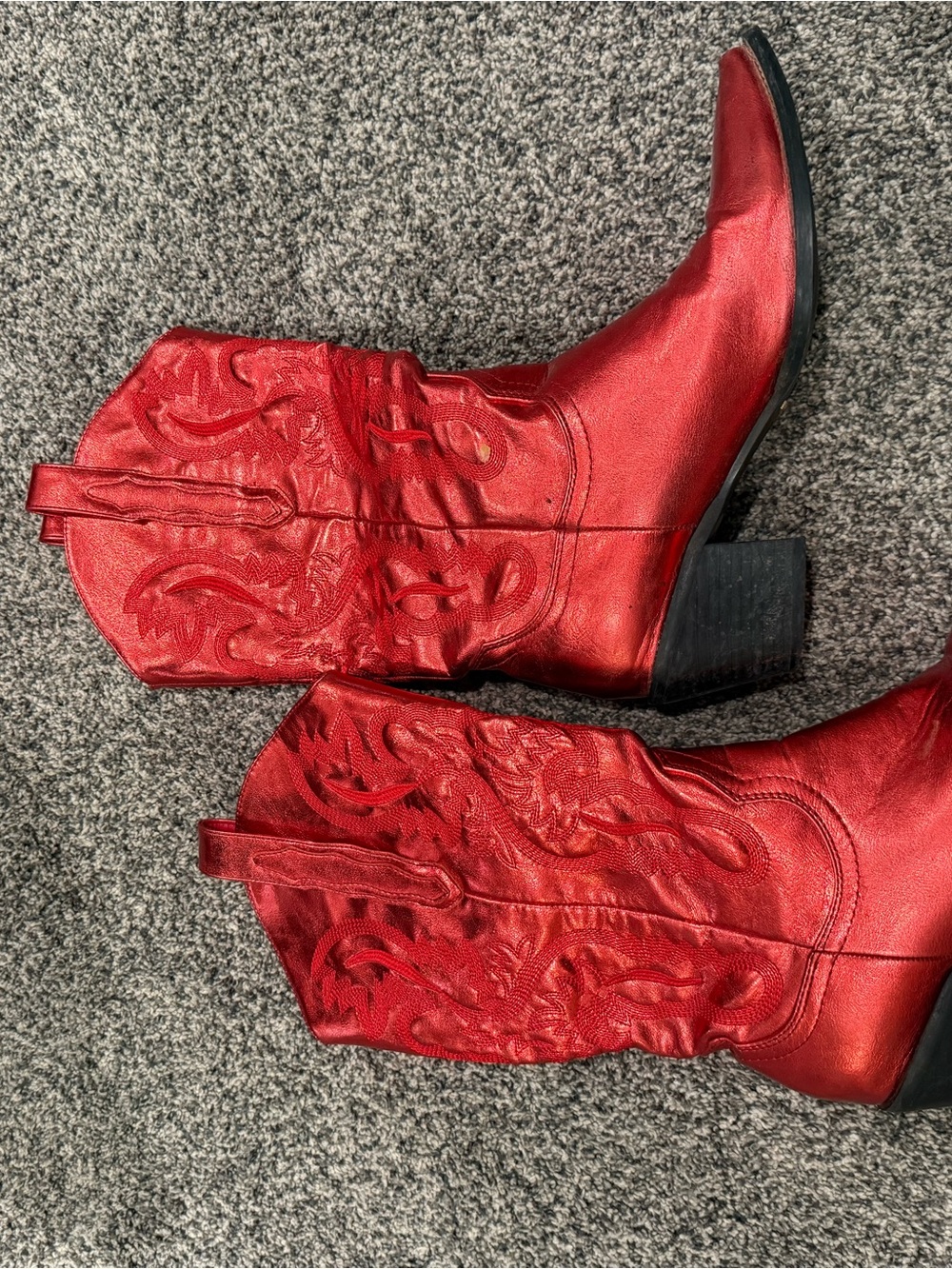 Red Women's Western Boots - Stylish Embossed Leather